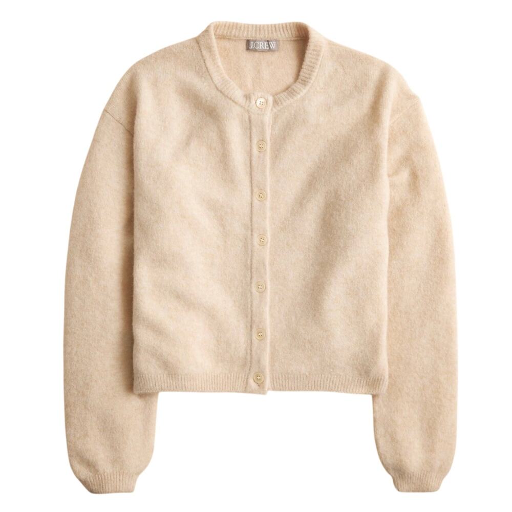 J.Crew Supersoft Bubble Hem Cardigan Heather Linen Size Small NWOT